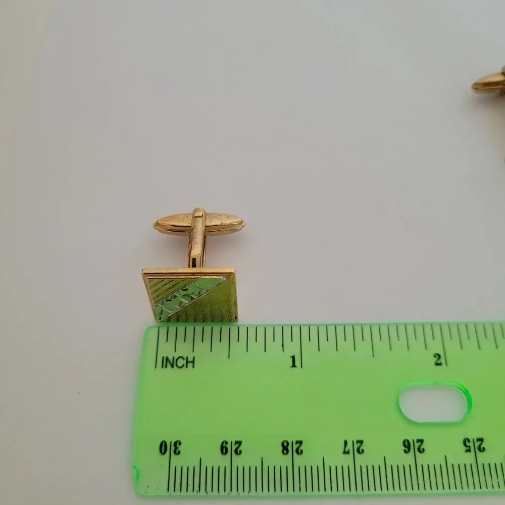 Nina Ricci French Tie Bar Clip Cufflinks Set Gold Silver Tone Logo Two Tone Box
